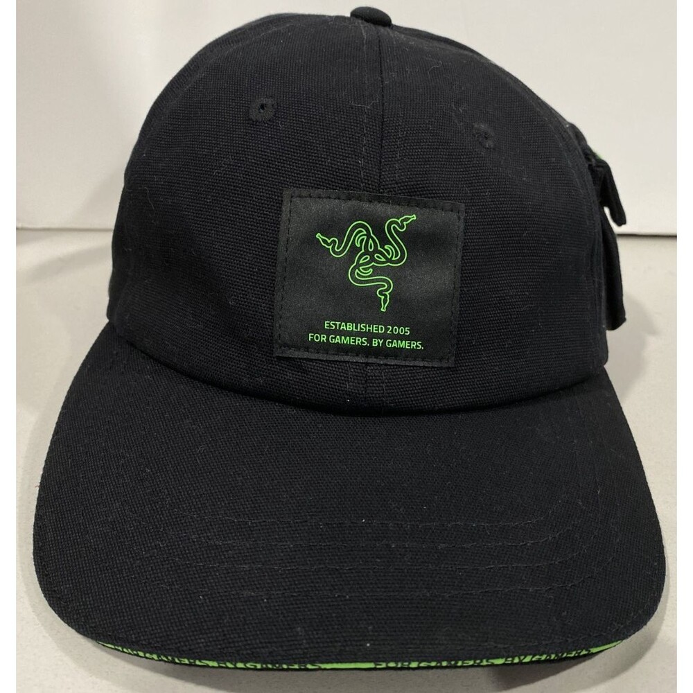 Razer Xanthus 6-Panel Hat Black Adult Adjustable Storage Pocket Gamers Gaming